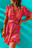 Korte oranje boho jurk._