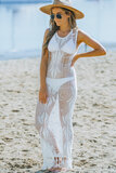 Witte maxi strand cover up met design._