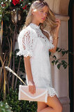 Prachtige witte crochet mini jurk SOLD OUT_