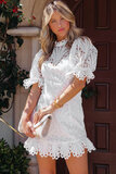 Prachtige witte crochet mini jurk SOLD OUT_