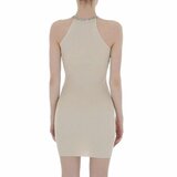 Beige mini bodycon jurk in fijne maille._