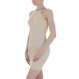 Beige mini bodycon jurk in fijne maille._