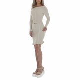 Beige midi cut out jurk in maille._