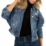 Fashion destyroyed blue jeans vest._