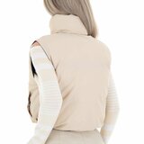 Korte omkeerbare beige bodywarmer._