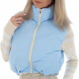 Korte omkeerbare blauwe bodywarmer._