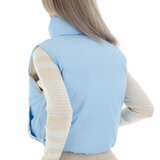 Korte omkeerbare blauwe bodywarmer._