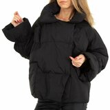 Trendy zwarte oversized gewatteerde winterjas_