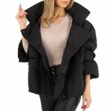 Trendy zwarte oversized gewatteerde winterjas_