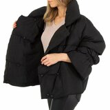 Trendy zwarte oversized gewatteerde winterjas_