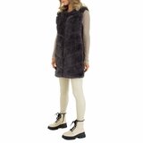 Grijze midi fake fur bodywarmer met sluiting._