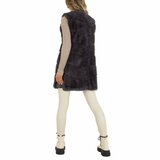 Grijze midi fake fur bodywarmer met sluiting._