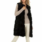 Zwarte midi fake fur bodywarmer_