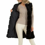 Zwarte midi fake fur bodywarmer_