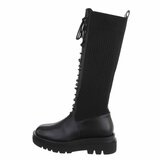 Zwarte hoge mix textiel boot Anica._