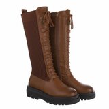 Camelkleurige hoge mix textiel boot Anica._