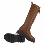 Camelkleurige hoge mix textiel boot Anica._