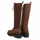 Camelkleurige hoge mix textiel boot Anica._