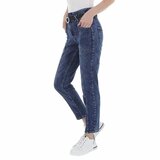 Blauwe relaxed fit pencil jeans broek met riem._