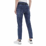 Blauwe relaxed fit pencil jeans broek met riem._