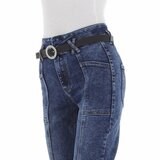 Blauwe relaxed fit pencil jeans broek met riem._