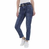 Blauwe relaxed fit pencil jeans broek met riem._