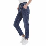 Blauwe pencil jeans broek._