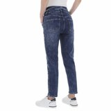 Blauwe pencil jeans broek._