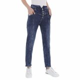 Blauwe pencil jeans broek._