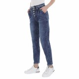 Blauwe relaxed fit pencil jeans broek._