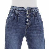 Blauwe relaxed fit pencil jeans broek._