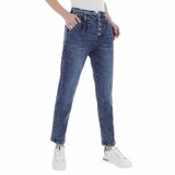 Blauwe relaxed fit pencil jeans broek._