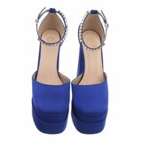 Blauwe suede extra hoge plateau pump Asila._