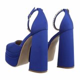 Blauwe suede extra hoge plateau pump Asila._