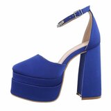 Blauwe suede extra hoge plateau pump Asila._