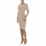 Beige midi truijurk met motief._