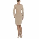 Beige midi truijurk met motief._