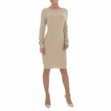 Beige midi truijurk met motief._