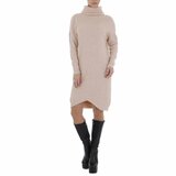 Trendy beige midi truijurk met motief._