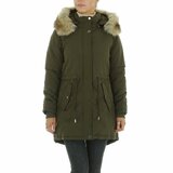 Trendy midi kaki groene parka jas._