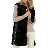 Zwarte midi fake fur bodywarmer met sluiting._