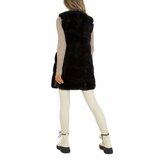 Zwarte midi fake fur bodywarmer met sluiting._