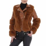 Fashion camelkleurige leatherlook jas._
