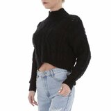 Zwarte crop top trui._