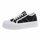 Lage zwarte textiel sneaker Solana._