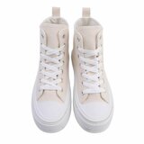 Hoge beige textiel sneaker Magdalena_