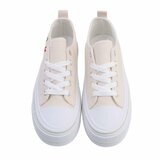 Lage beige textiel sneaker Cara._