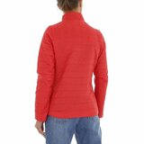 Trendy korte rode gewatteerde tussenseizoen jas._