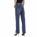 High waist jeans blue jeans destroyed-straight leg._