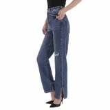 High waist jeans blue jeans destroyed-straight leg._